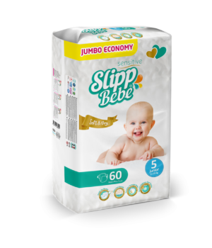 Slipp Bebe Sensitive Soft & Dry – Junior (11–25 kg) Jumbo Economy / 60 pcs 👶🍼