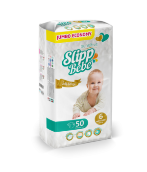Slipp Bebe Sensitive Soft & Dry – Extra Large (15+ kg) Jumbo Economy / 50 pcs 👶🍼
