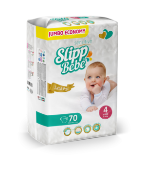 Slipp Bebe Sensitive Soft & Dry – Maxi (7–18 kg) Jumbo Economy / 70 pcs 👶🍼