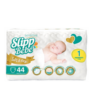 Slipp Bebe Sensitive Soft & Dry – Newborn (2–5 kg) / 44 pcs 👶🍼