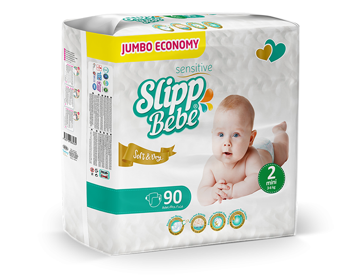 Slipp Bebe Sensitive Soft & Dry – Mini (3–6 kg) Jumbo Economy / 90 pcs 👶🍼
