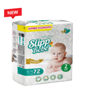 Slipp Bebe Sensitive Soft & Dry – Mini (3–6 kg) Jumbo Economy Mini / 72 pcs 👶🍼
