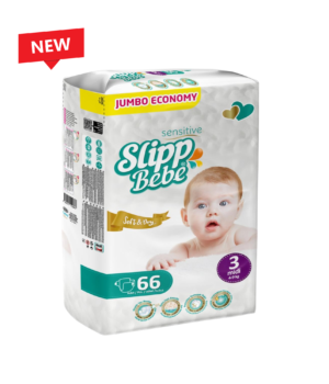 Slipp Bebe Sensitive Soft & Dry – Midi (4–9 kg) Jumbo Economy Mini / 66 pcs 👶🍼