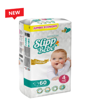 Slipp Bebe Sensitive Soft & Dry – Maxi (7–18 kg) Jumbo Economy Mini / 60 pcs 👶🍼