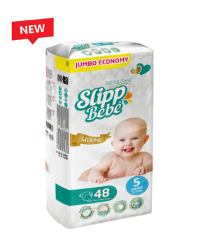 Slipp Bebe Sensitive Soft & Dry – Junior (11–25 kg) Jumbo Economy Mini / 48 pcs 👶🍼
