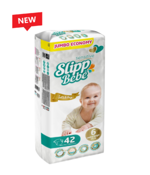 Slipp Bebe Sensitive Soft & Dry – Extra Large (15+ kg) Jumbo Economy Mini / 42 pcs 👶🍼